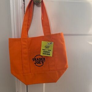 Trader Joe's Orange Canvas Tote Bag small